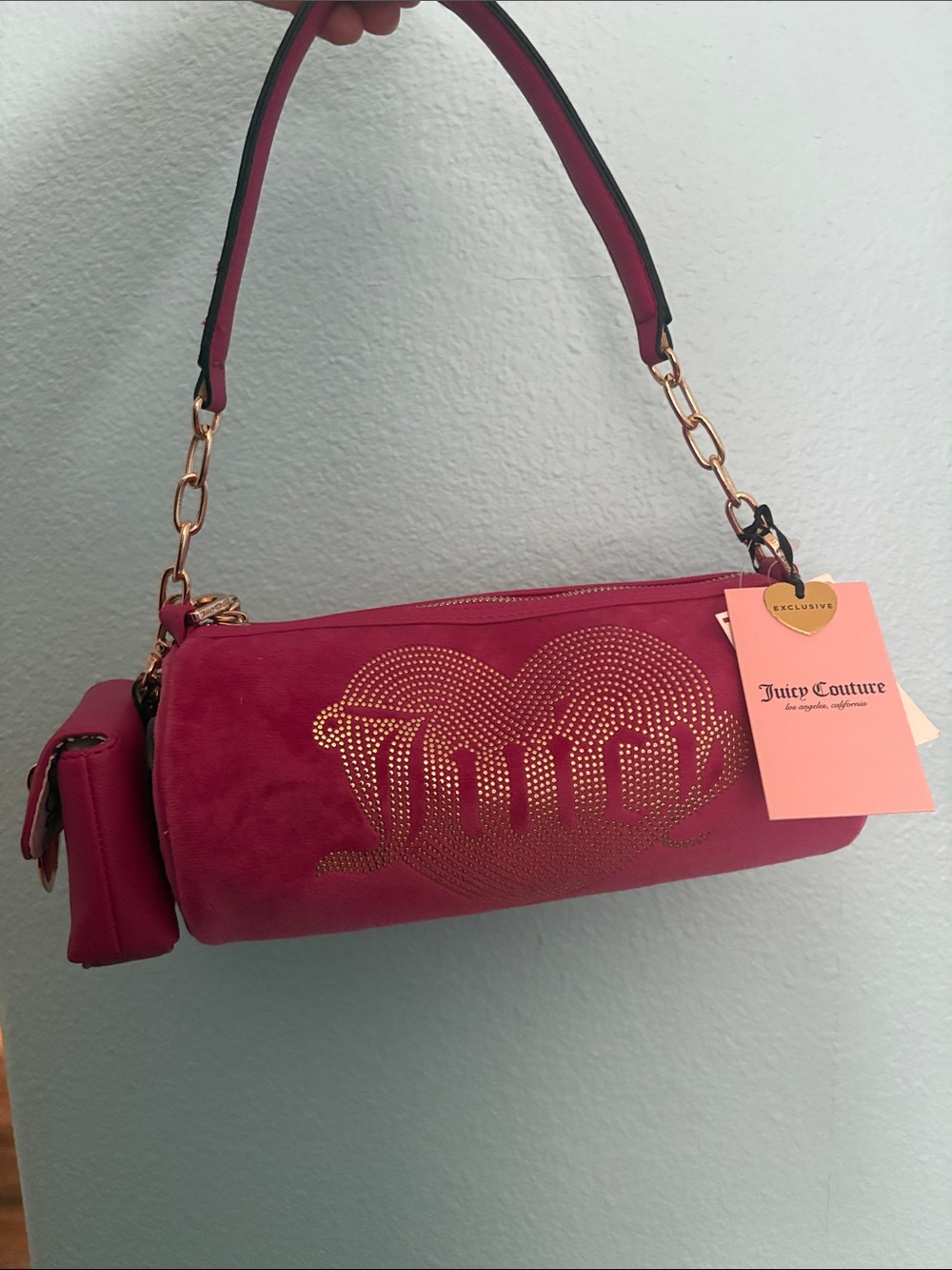 Juicy Couture Hot Pink Studded Barrel Shoulder Bag